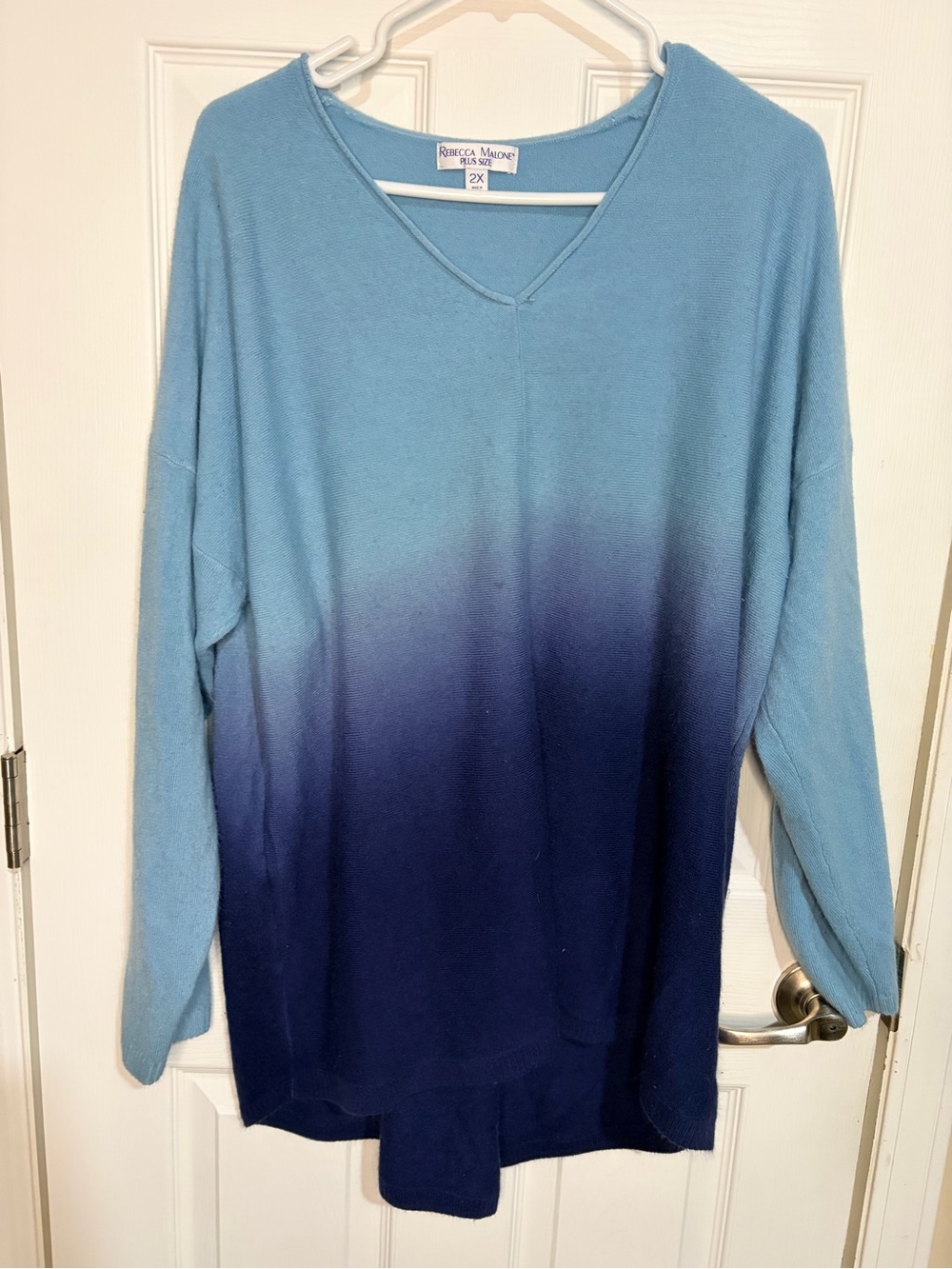 Rebecca Malone Blue Ombre V-Neck Sweater